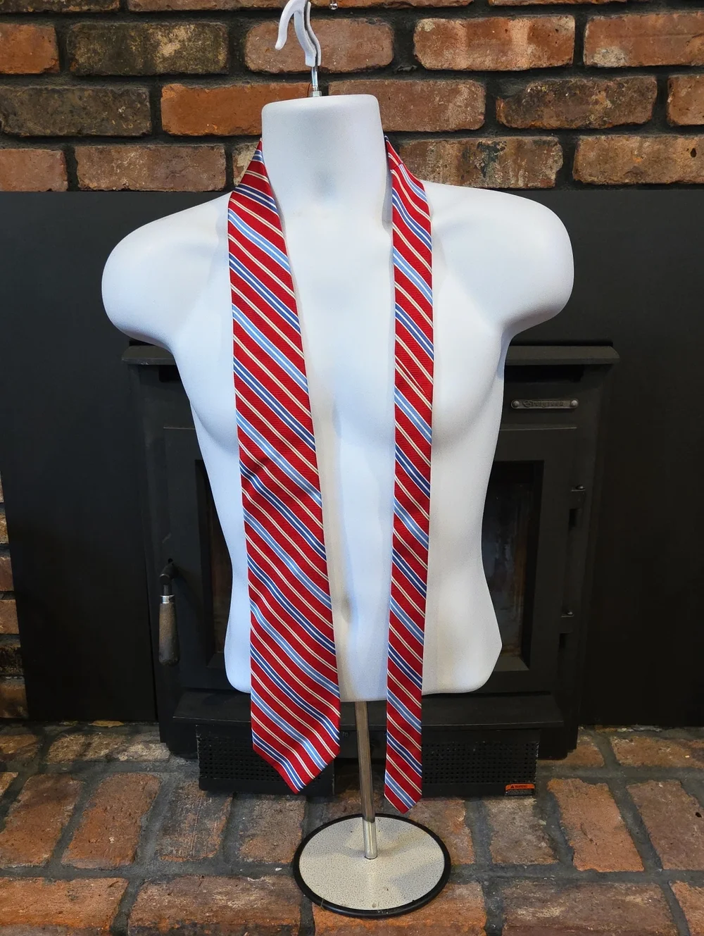 Brooks Brothers Red Striped Tie with Blue & White Accents